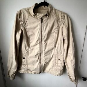 Eddie Bauer Utility Jacket Tan Zip Front Medium PNW Layer